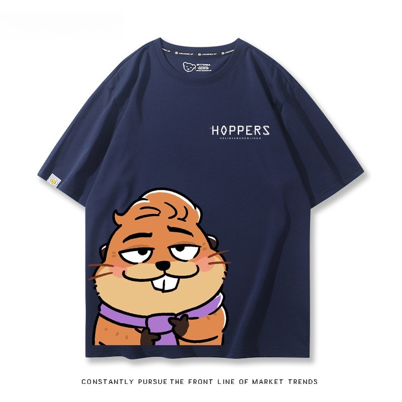 河狸世界 2026親子情侶男女同款 印花短袖T恤