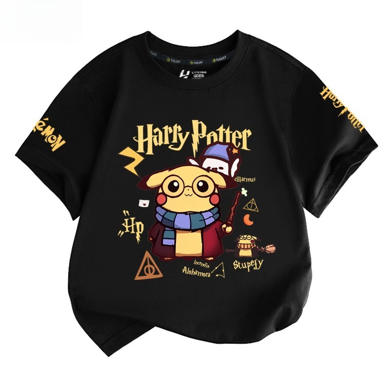 皮卡丘X哈利波特 2026親子情侶男女同款 印花短袖T恤
