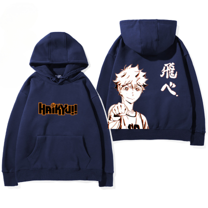 排球少年聯名衛衣2024秋冬新款親子情侶裝薄絨款連帽衛衣