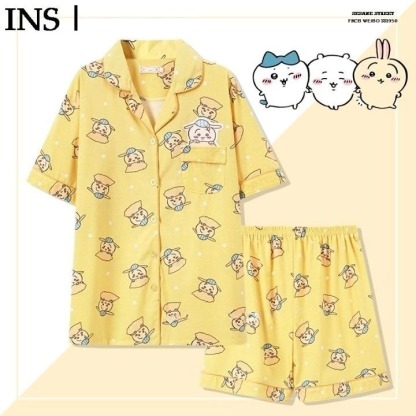 日系吉伊卡哇chiikawa睡衣女短袖T恤夏季純棉可愛烏薩奇家居服