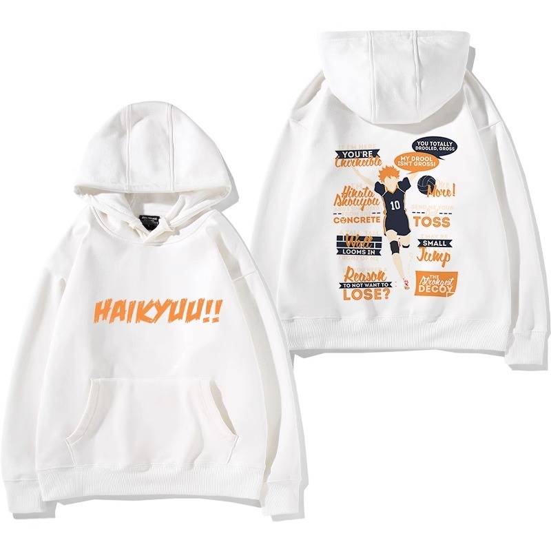 排球少年聯名衛衣2024秋冬新款親子情侶裝薄絨款連帽衛衣