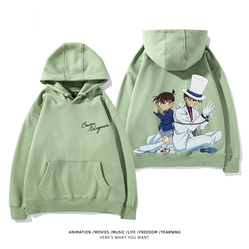 名偵探柯南 聯名衛衣2024秋冬新款親子情侶裝薄絨款連帽衛衣
