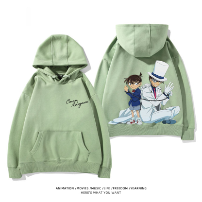 名偵探柯南 聯名衛衣2024秋冬新款親子情侶裝薄絨款連帽衛衣