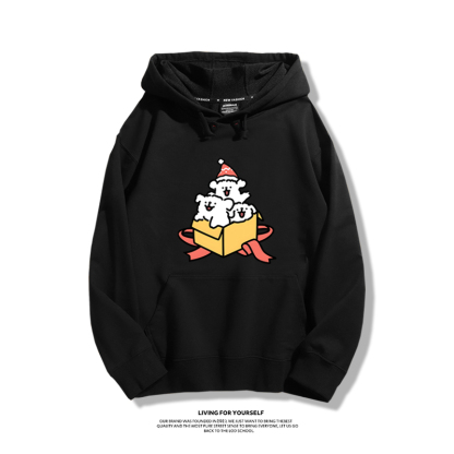 線條小狗聯名衛衣2023秋冬新款親子情侶裝薄絨款連帽衛衣