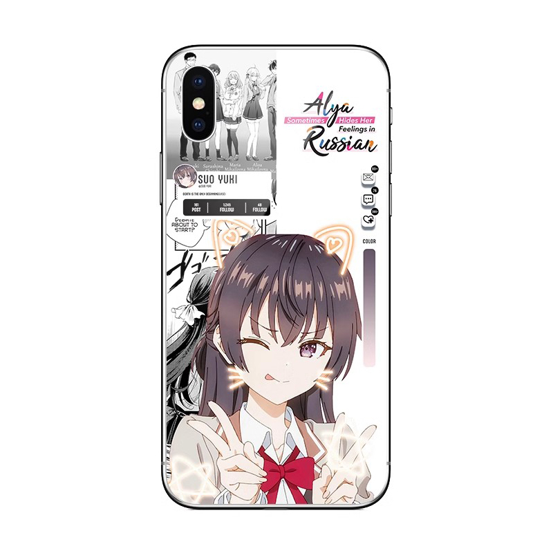 瑪夏 瑪利亞九條手機殼適用蘋果14不時輕聲地以俄語遮羞的鄰座艾莉同學15pro玻璃套opporeno12小米13華爲vivo