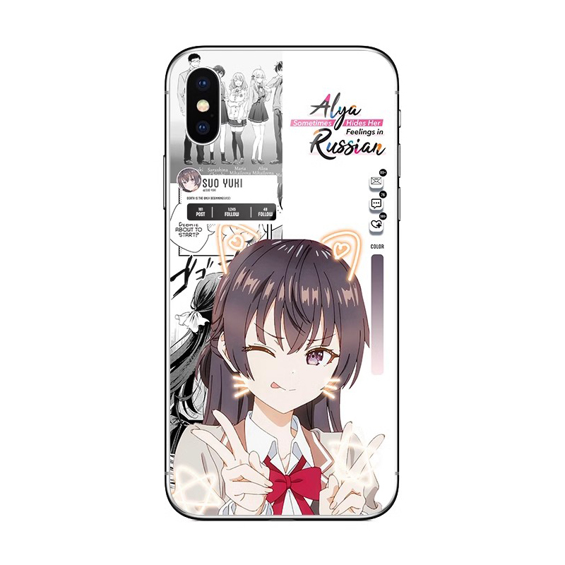 瑪夏 瑪利亞九條手機殼適用蘋果14不時輕聲地以俄語遮羞的鄰座艾莉同學15pro玻璃套opporeno12小米13華爲vivo