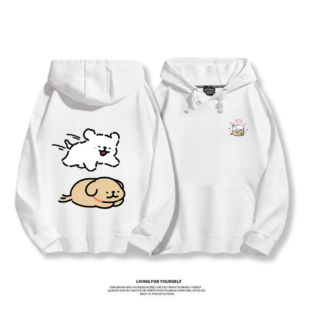 線條小狗 2025秋冬新款 親子情侶男女連帽衛衣