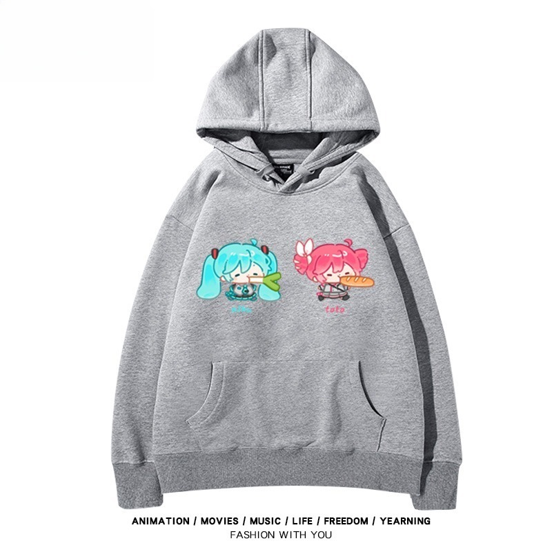 初音未來X重音Teto新款 親子情侶男女連帽衛衣