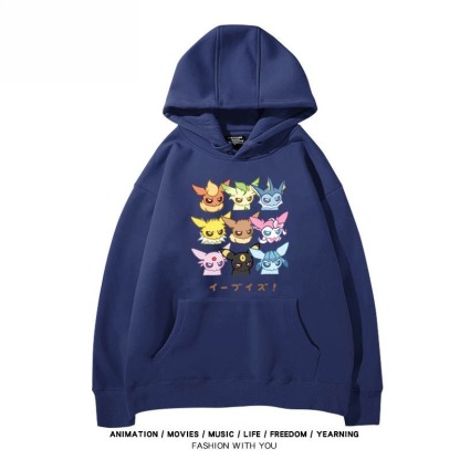 寶可夢伊布家族 聯名衛衣秋冬新款親子情侶裝連帽衛衣