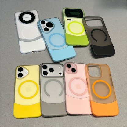 IPhone系列 高級感磨砂膚感上下拼接Magsafe磁吸手機殼
