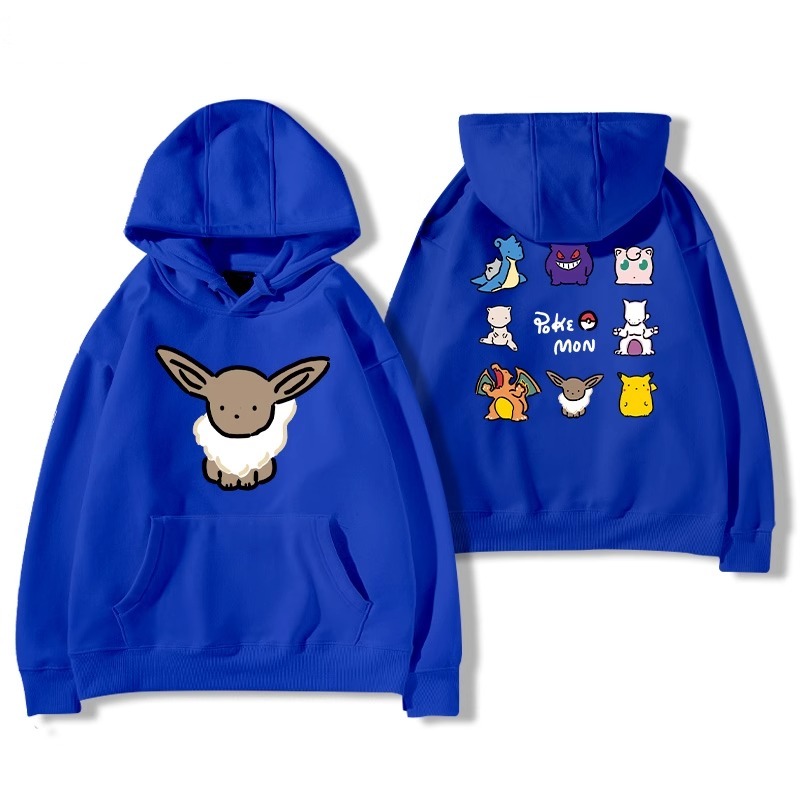寶可夢聯名衛衣2024秋冬新款親子情侶裝薄絨款連帽衛衣