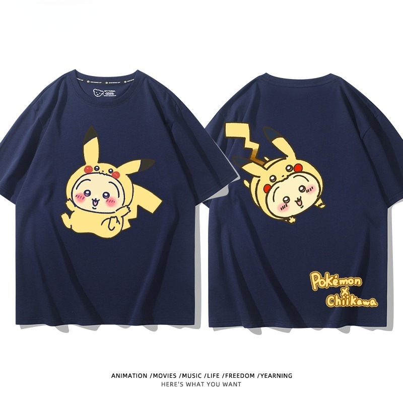 Chiikawa X 寶可夢 2026親子情侶男女同款 印花短袖T恤