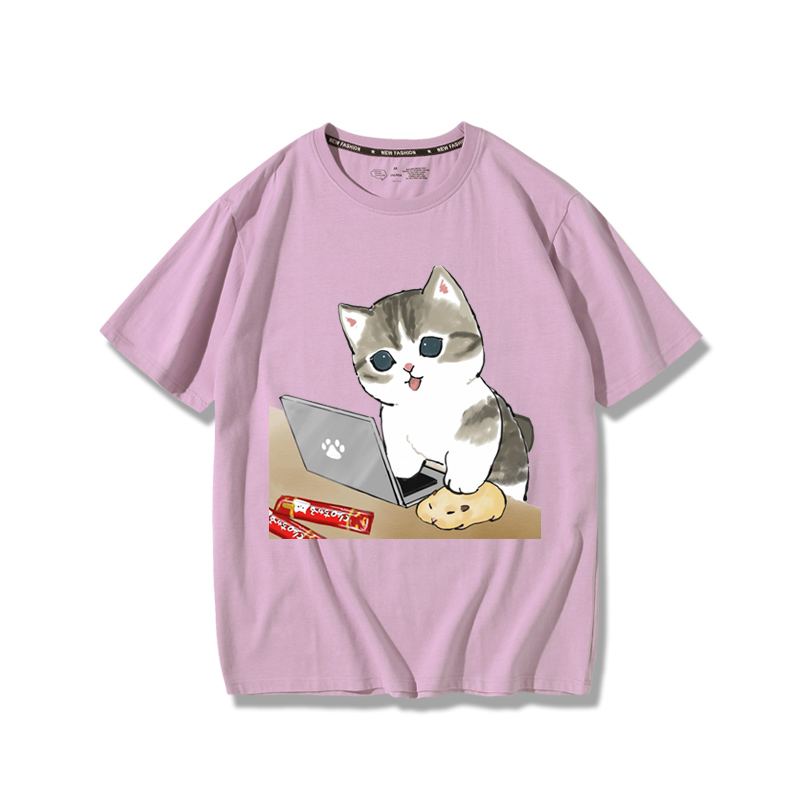 上班族貓咪2024親子情侶男女同款 純棉T恤