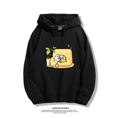 線條小狗聯名衛衣2023秋冬新款親子情侶裝薄絨款連帽衛衣