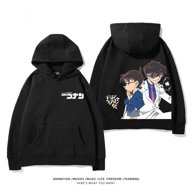 名偵探柯南 聯名衛衣2024秋冬新款親子情侶裝薄絨款連帽衛衣