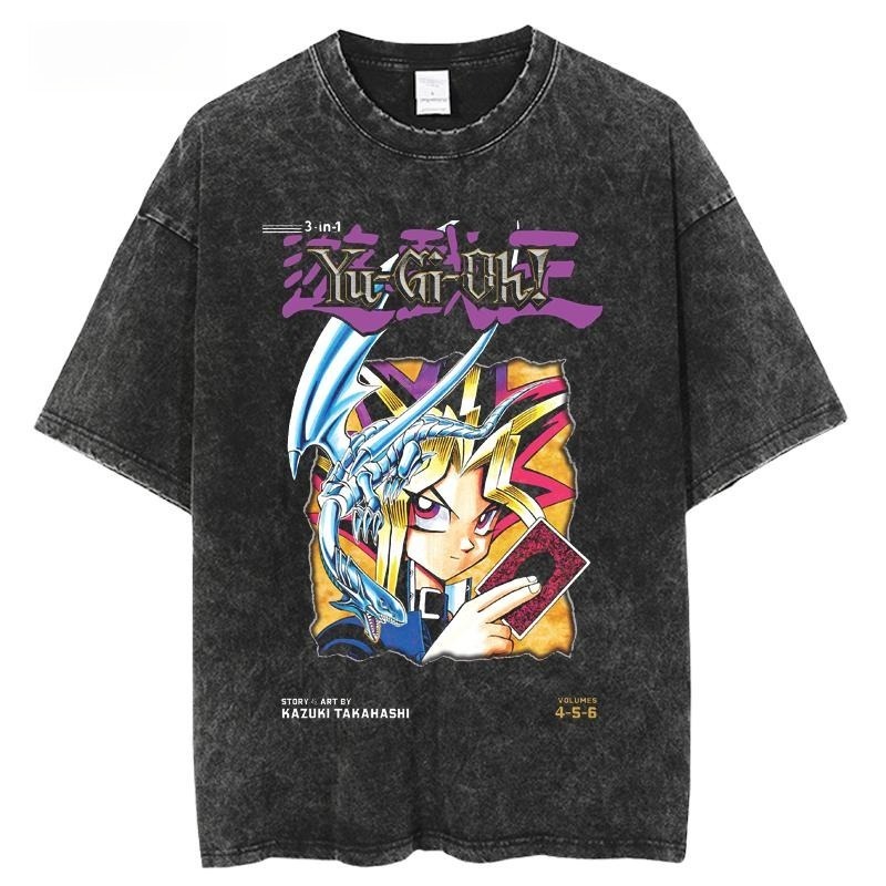 遊戲王水洗做舊  印花水洗短袖
