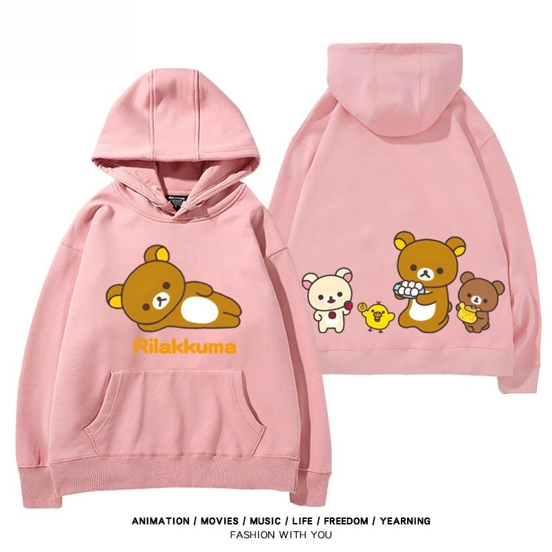 日系拉拉熊 聯名衛衣新款 親子情侶裝連帽衛衣