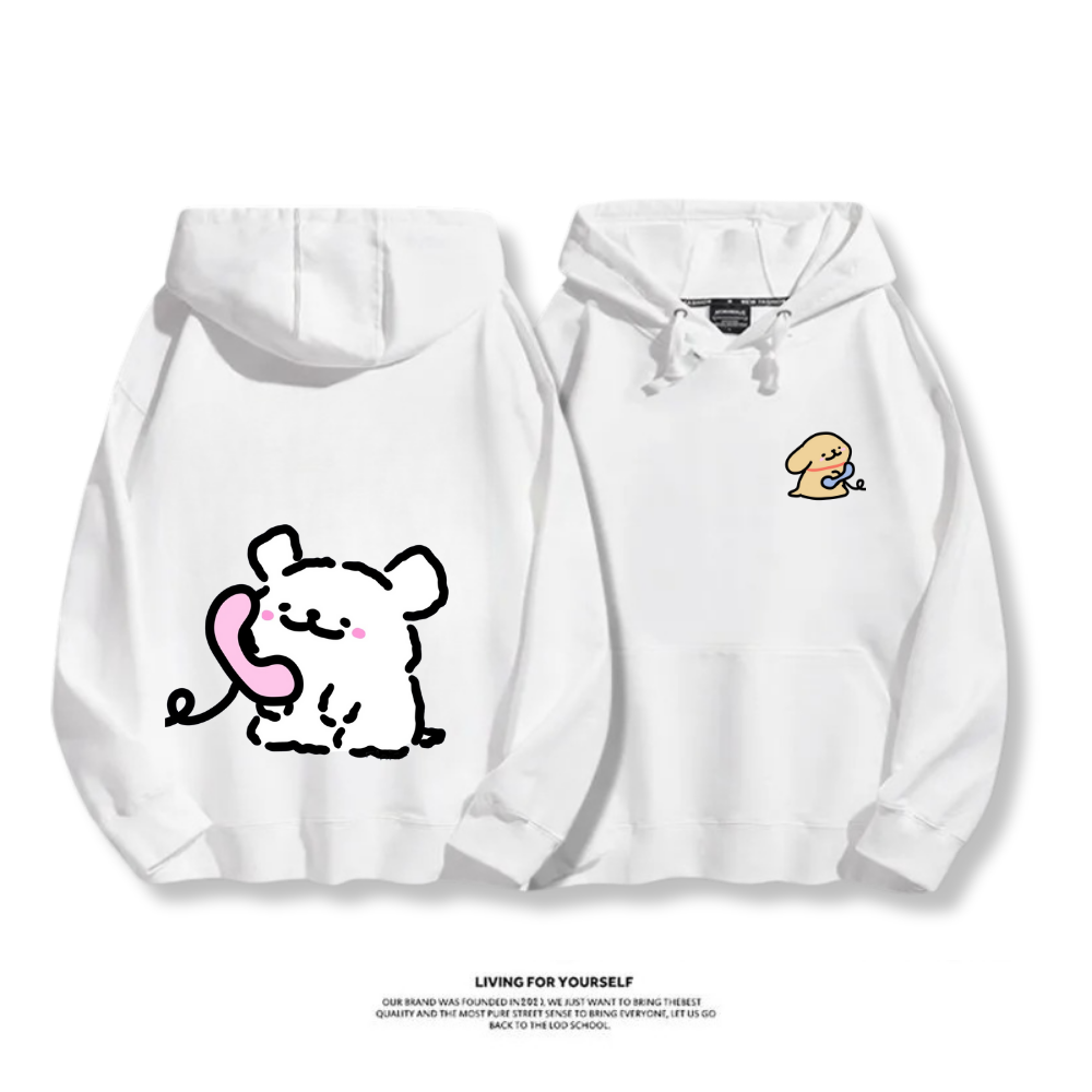 線條小狗 2025秋冬新款 親子情侶男女連帽衛衣