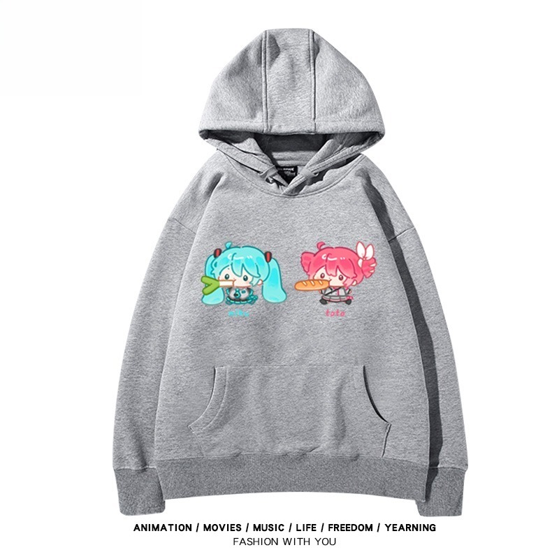 初音未來X重音Teto新款 親子情侶男女連帽衛衣