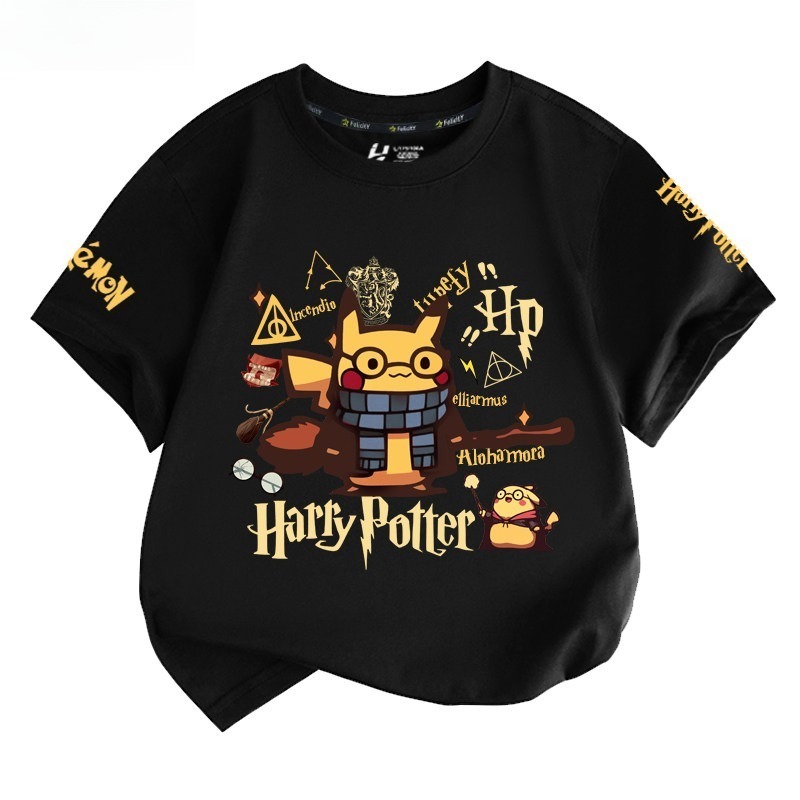 皮卡丘X哈利波特 2026親子情侶男女同款 印花短袖T恤