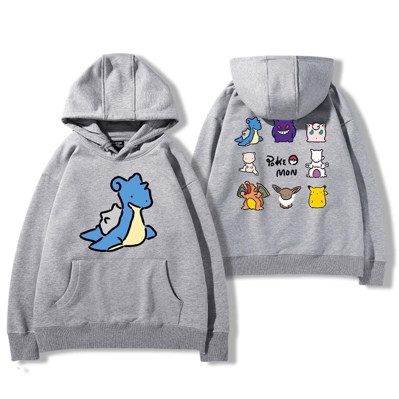 寶可夢聯名衛衣2024秋冬新款親子情侶裝薄絨款連帽衛衣