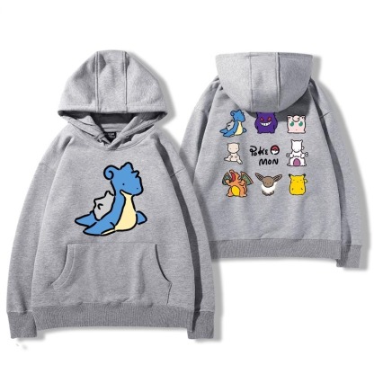 寶可夢聯名衛衣2024秋冬新款親子情侶裝薄絨款連帽衛衣