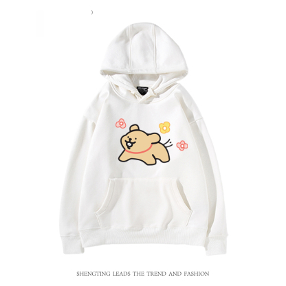 線條小狗 2024秋冬新款親子情侶裝薄絨款連帽衛衣