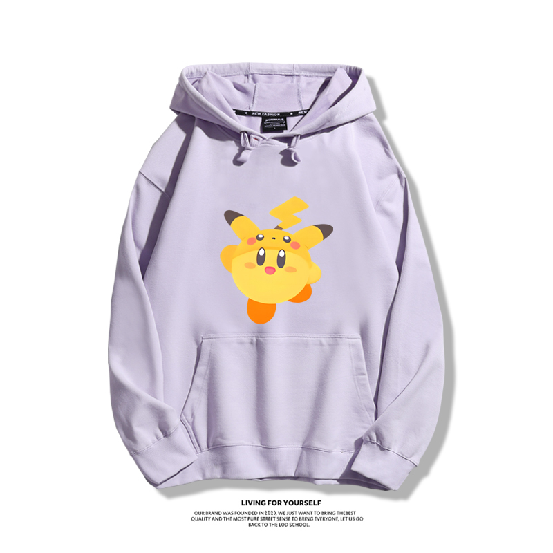 星之卡比聯名精靈寶可夢2024秋冬新款親子情侶裝薄絨款連帽衛衣