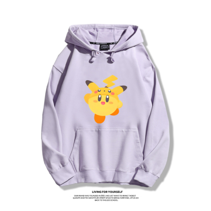 星之卡比聯名精靈寶可夢2024秋冬新款親子情侶裝薄絨款連帽衛衣