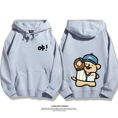 線條小狗聯名衛衣2023秋冬新款親子情侶裝薄絨款連帽衛衣