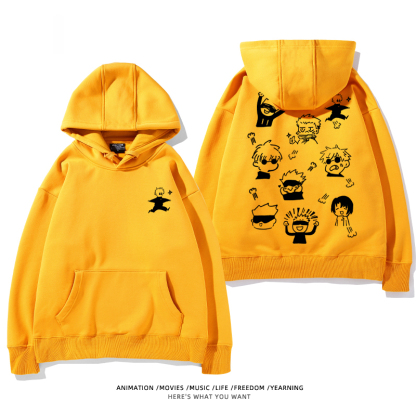 咒術迴戰聯名衛衣2024秋冬新款親子情侶裝薄絨款連帽衛衣