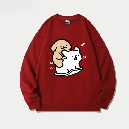 線條小狗 聯名親子情侶裝 圓領長袖