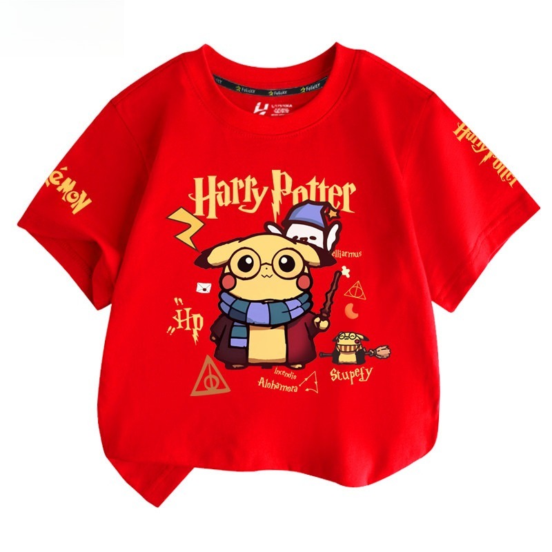 皮卡丘X哈利波特 2026親子情侶男女同款 印花短袖T恤