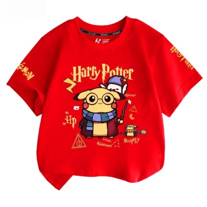 皮卡丘X哈利波特 2026親子情侶男女同款 印花短袖T恤