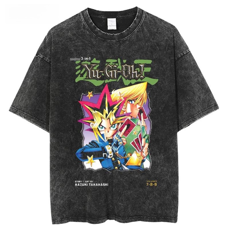 遊戲王水洗做舊  印花水洗短袖