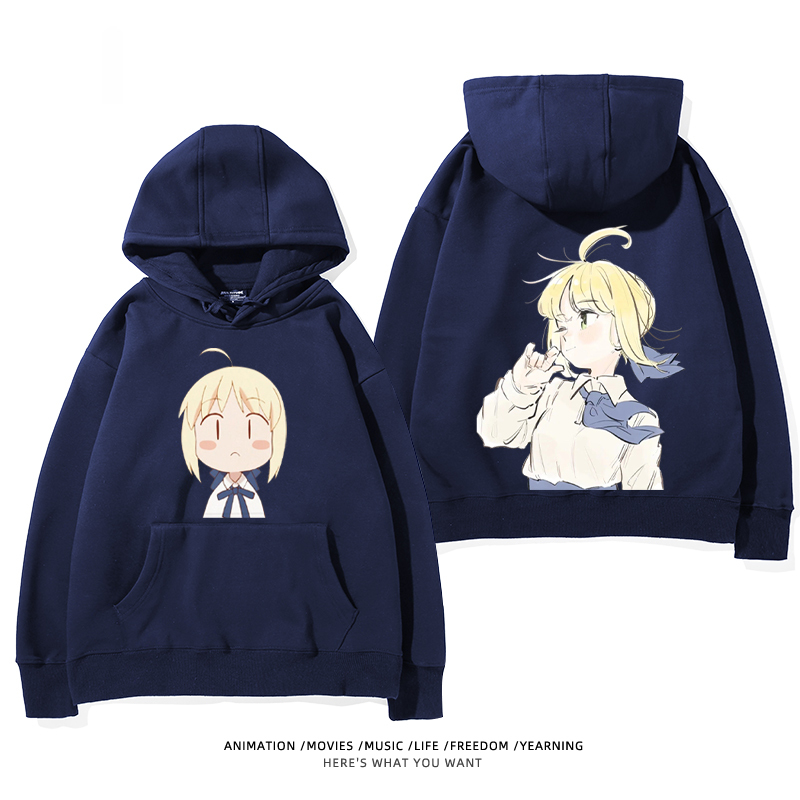 fate 2024秋冬新款親子情侶裝薄絨款連帽衛衣