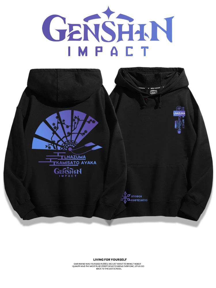 原神聯名衛衣2023秋冬新款親子情侶裝薄絨款連帽衛衣