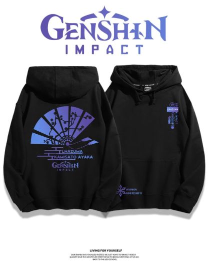 原神聯名衛衣2023秋冬新款親子情侶裝薄絨款連帽衛衣