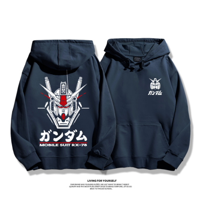 機動戰士鋼彈聯名衛衣2023秋冬新款親子情侶裝薄絨款連帽衛衣