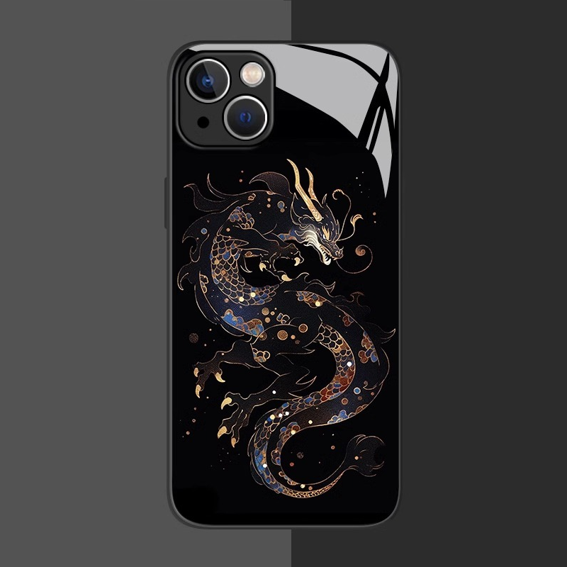 國潮黑龍新款高清全包防摔玻璃殼