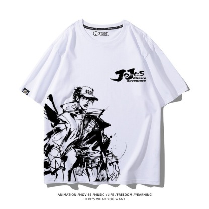JOJO的奇妙冒險飆馬野郎周邊 男女同款親子情侶 印花短袖T恤