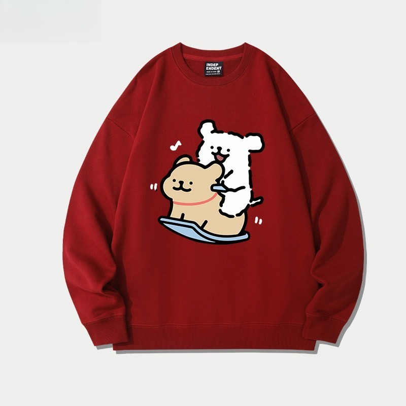 線條小狗 聯名親子情侶裝 圓領長袖