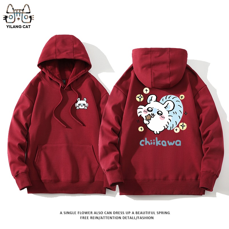 Chiikawa聯名衛衣2025秋冬新款親子情侶裝連帽衛衣