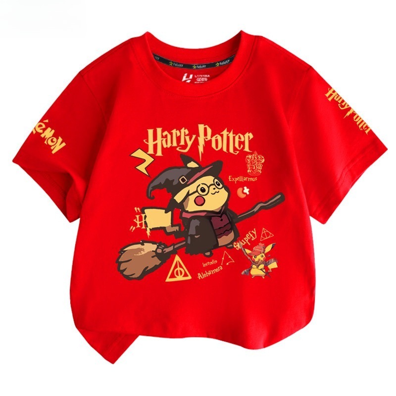 皮卡丘X哈利波特 2026親子情侶男女同款 印花短袖T恤