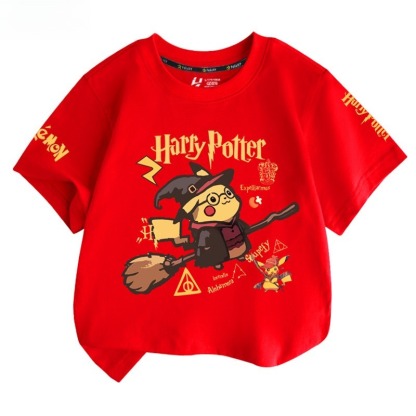 皮卡丘X哈利波特 2026親子情侶男女同款 印花短袖T恤