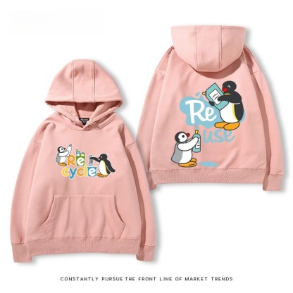 企鵝Pingu 秋冬新款 親子情侶男女連帽衛衣