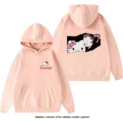 伊藤潤二聯名富江Kitty貓衛衣新款 親子情侶裝連帽衛衣