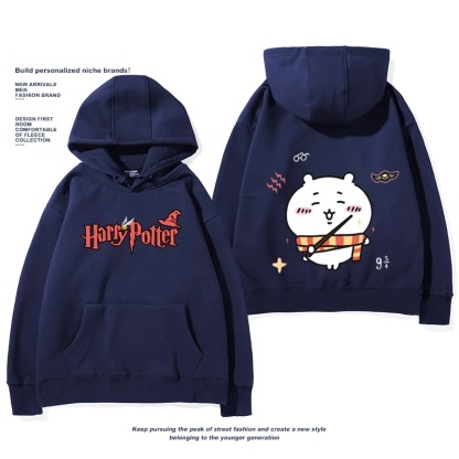 Chiikawa聯名衛衣2024秋冬新款親子情侶裝薄絨款連帽衛衣