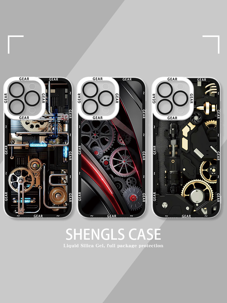 蘋果 系列高級感機械風天使眼透明防摔手機殼