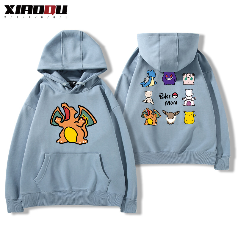 寶可夢聯名衛衣2024秋冬新款親子情侶裝薄絨款連帽衛衣